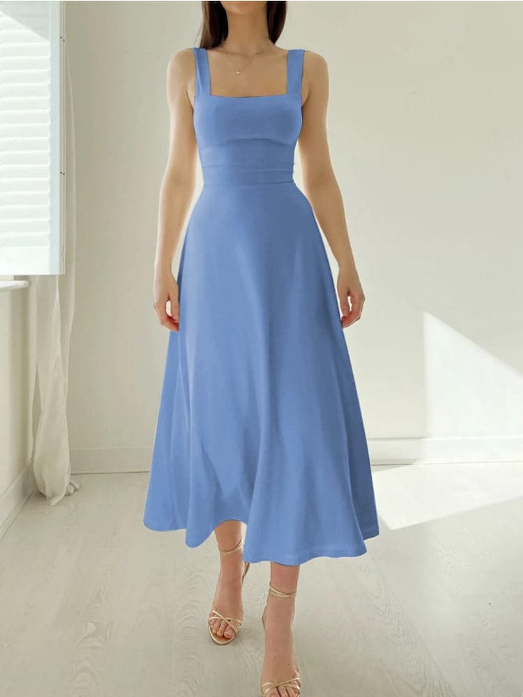 WW | Midi Kleid A-Linie Passform Rechteckiger Ausschnitt Breite Träger Elegant und Zeitlos
