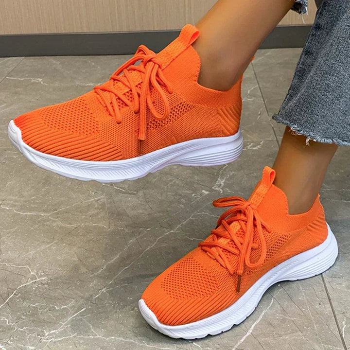 W&W Mode | graue atmungsaktive Damen Sneaker-Schuhe