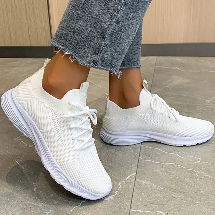 W&W Mode | graue atmungsaktive Damen Sneaker-Schuhe
