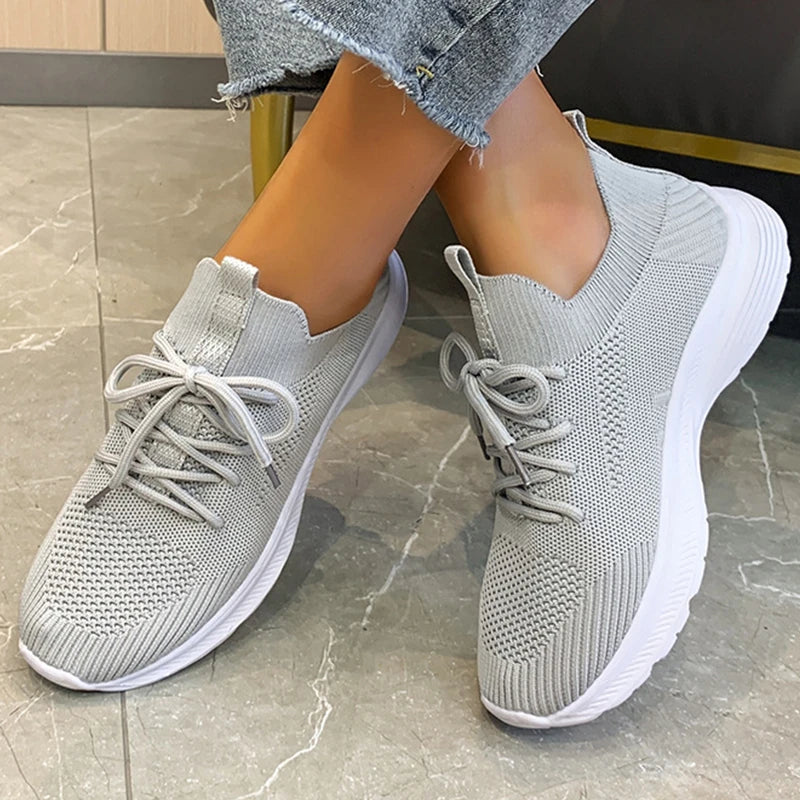 WW | graue atmungsaktive Damen Sneaker-Schuhe