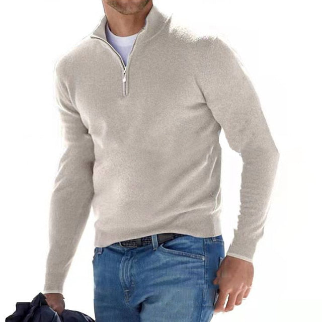 W&W Mode | Merino V-Ausschnitt Pullover mit Reißverschluss