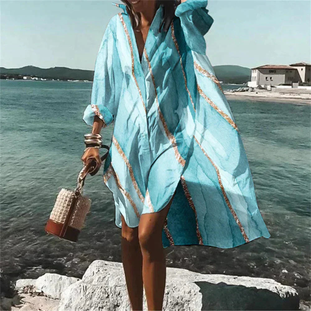 WW | Lebhaft Bedrucktes Strandkleid für Frauen