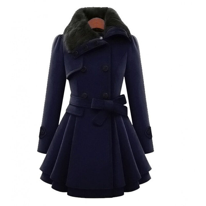 W&W Mode | Schicker Herbst Doppeltknopf-Jacke mit Gürtel für Frauen