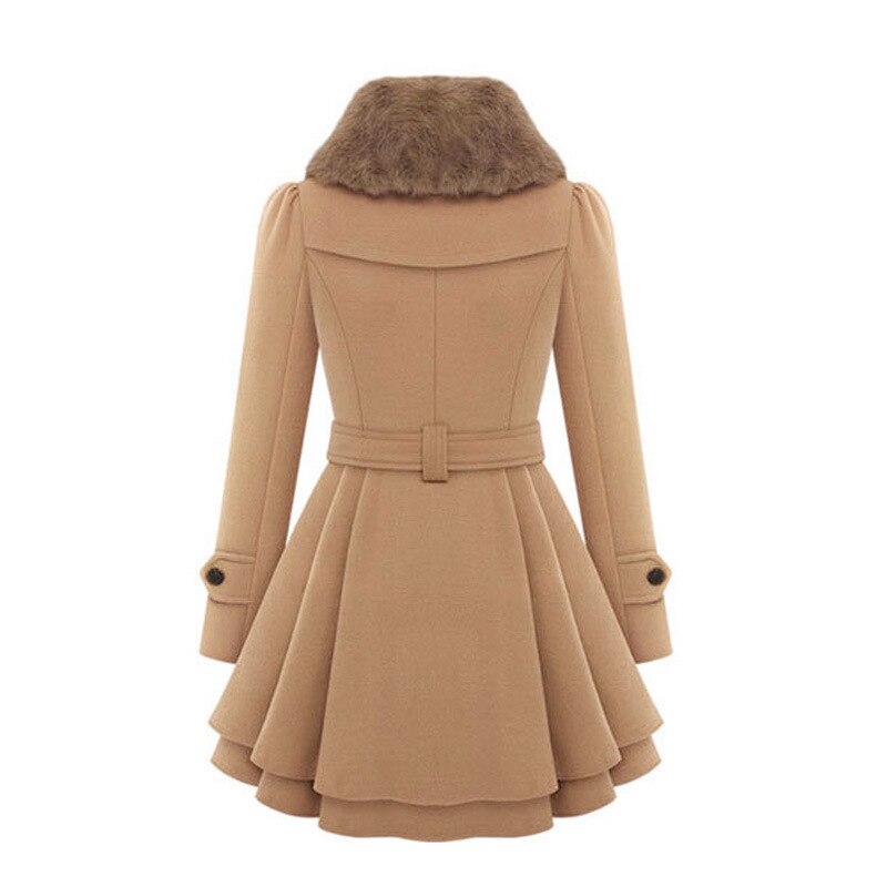 W&W Mode | Schicker Herbst Doppeltknopf-Jacke mit Gürtel für Frauen