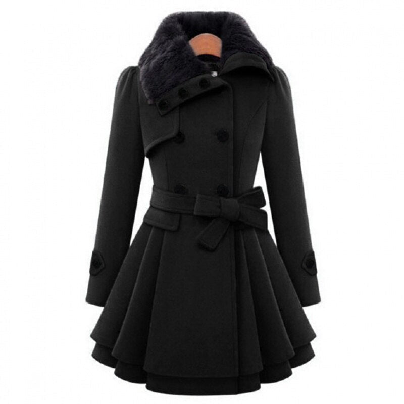 W&W Mode - Elegante Jacke Mit Kunstfellkragen