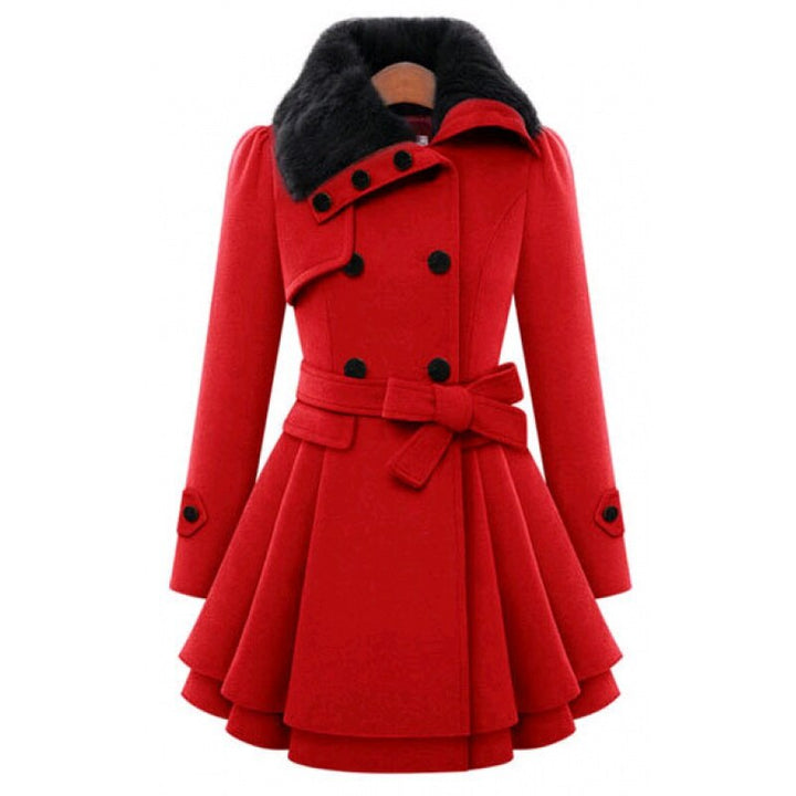 W&W Mode | Schicker Herbst Doppeltknopf-Jacke mit Gürtel für Frauen