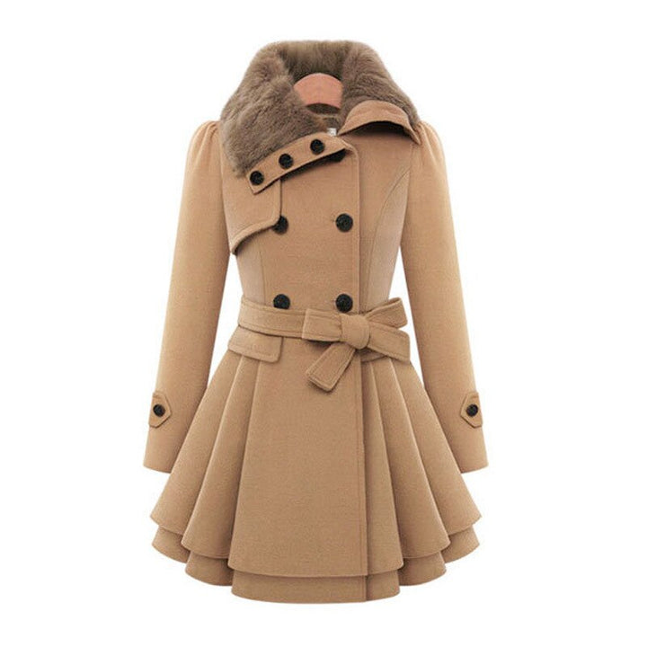 W&W Mode | Schicker Herbst Doppeltknopf-Jacke mit Gürtel für Frauen