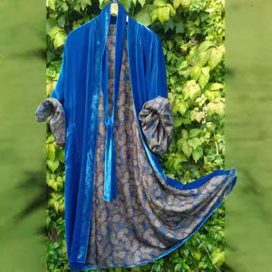 WW | Satin Digital Floral Taille Gürtel Cardigan Schlafanzug