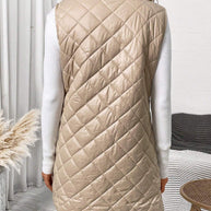 WW | Lange Weste Mit Kapuze Im Metallic Stil Für Damen