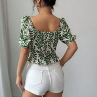 Damen Sommerbluse mit voluminösen Ärmeln und floralem Muster WW