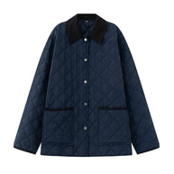 Damen Steppjacke aus weichem Material mit kontrastierendem Kragen und praktischen Taschen WW