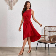 Damen Midi-Kleid mit asymmetrischem Schnitt und schmeichelnder Drapierung WW