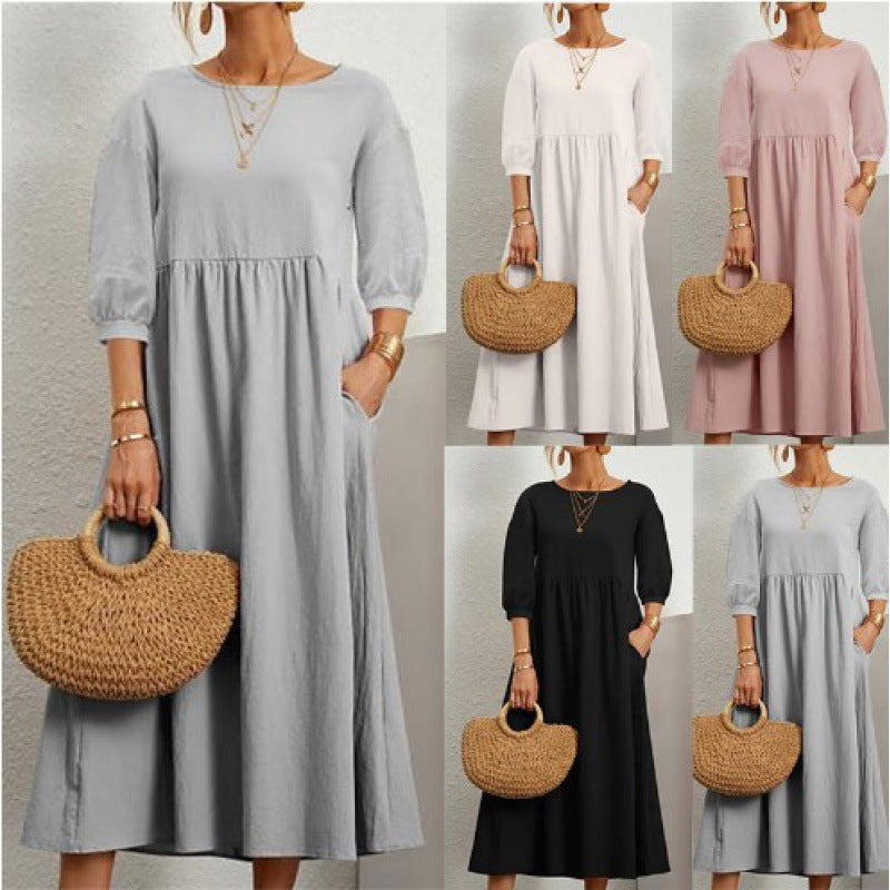 Damen Maxikleid mit lässigem Schnitt und voluminösen Ärmeln WW