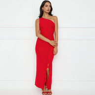 Damen Asymmetrisches Maxikleid mit Rüschendetails WW