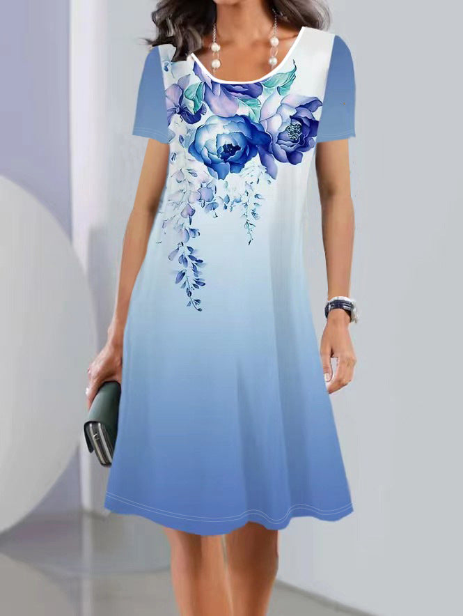 Damen Kleid mit floralem Muster und elegantem A-Linien Schnitt WW
