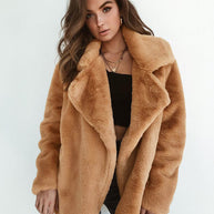 Damen elegante Fake-Fur Jacke mit weichem Kragen und lässigem Schnitt WW