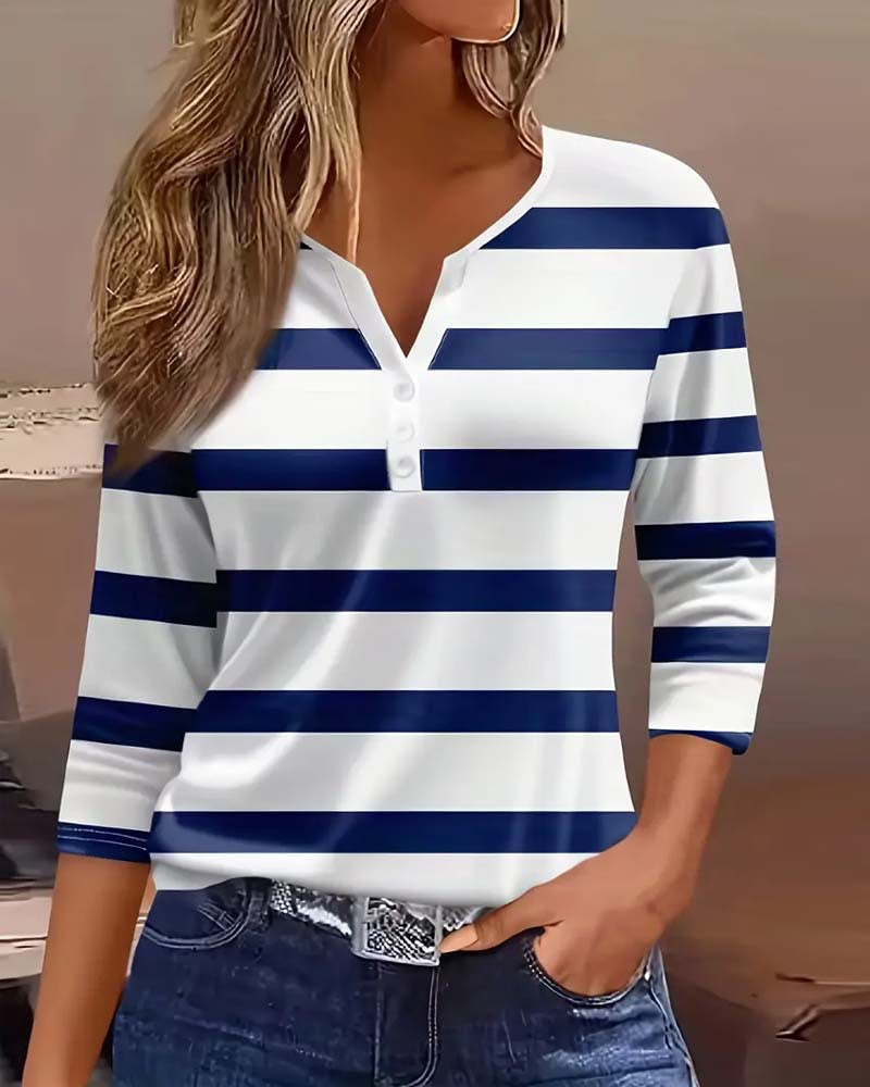 Damen Langarmshirt mit maritimem Streifenmuster WW