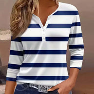 Damen Langarmshirt mit maritimem Streifenmuster WW