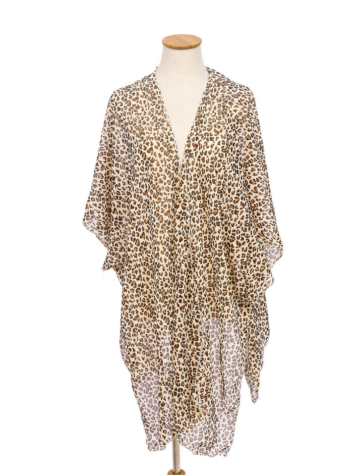 Damen Eleganter Chiffon-Überwurf im Leopardenmuster W&W Mode