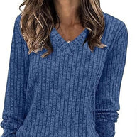 Damen Strickpullover mit V-Ausschnitt und strukturiertem Rippendesign WW