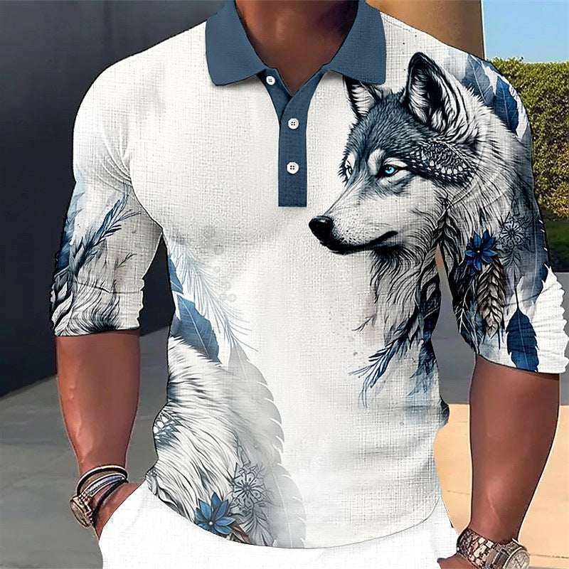 Herren Polo-Shirt mit einzigartigem Wolfsdesign WW