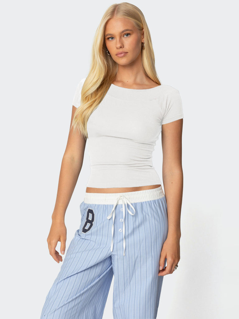Damen figurbetontes Kurzarmshirt mit modischem Rundhalsausschnitt WW