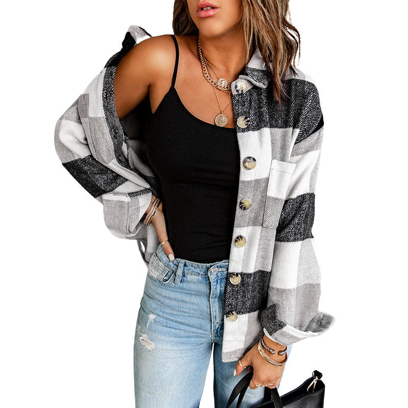 Damen Karo Overshirt aus weichem Flanell mit praktischen Taschen WW