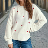Damen Pullover mit verspieltem Herzdesign WW