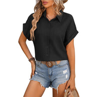 Damen Kurzarm Bluse mit elegantem Streifenmuster WW