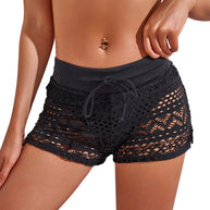 Damen Badeshorts mit attraktivem Häkelmuster und verstellbarem Bund WW