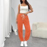 Damen Bequeme Sporthose mit elastischem Bund und Kordelzug WW