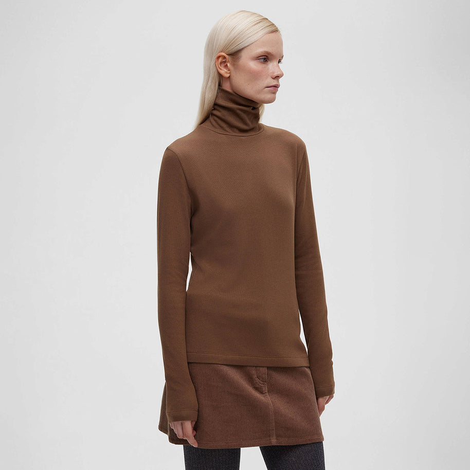 Damen Hochwertiger Rollkragenpullover aus weiterer Baumwolle mit langem Arm WW