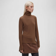 Damen Hochwertiger Rollkragenpullover aus weiterer Baumwolle mit langem Arm WW