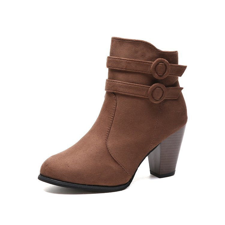 Damen Ankle-Boots mit dekorativen Riemen und elegantem Absatz W&W Mode