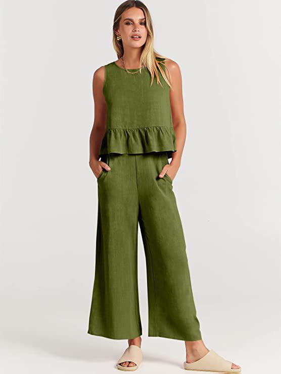 WW | Set aus Ärmelloser Bluse und Weitem Hosen