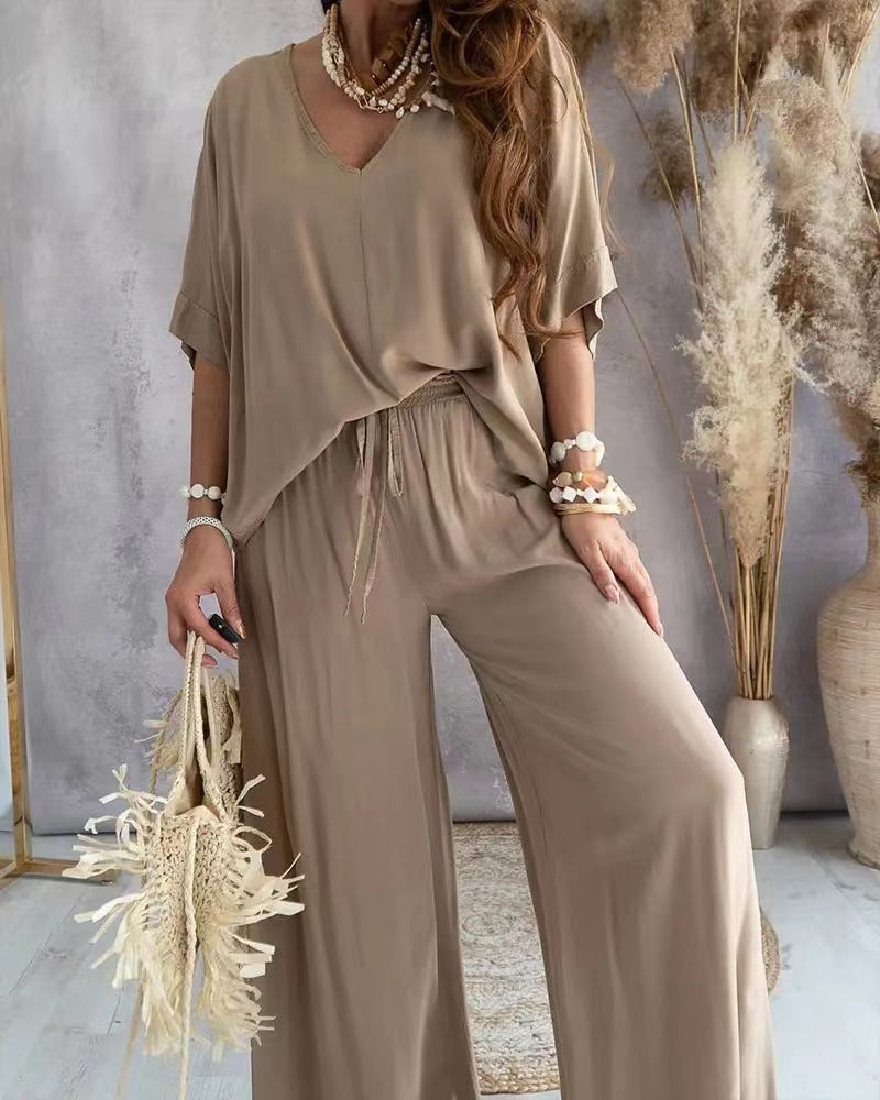 Damen lässiges Lounge-Set mit weitem Schnitt und elastischem Bund WW