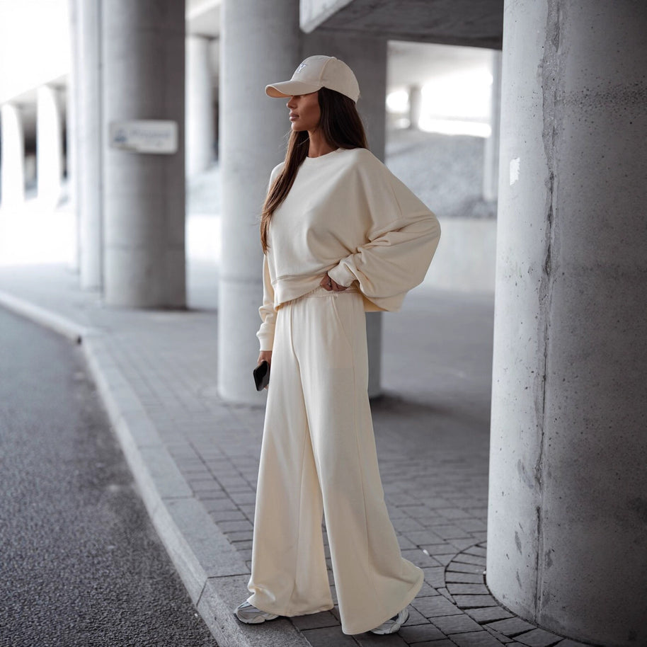 Damen Bequemer Oversized Freizeitanzug mit weitem Schnitt und übergroßem Kragen WW