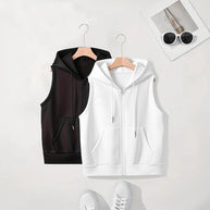 Damen sportliche Kapuzenweste mit durchgehendem Reißverschluss und praktischen Taschen WW