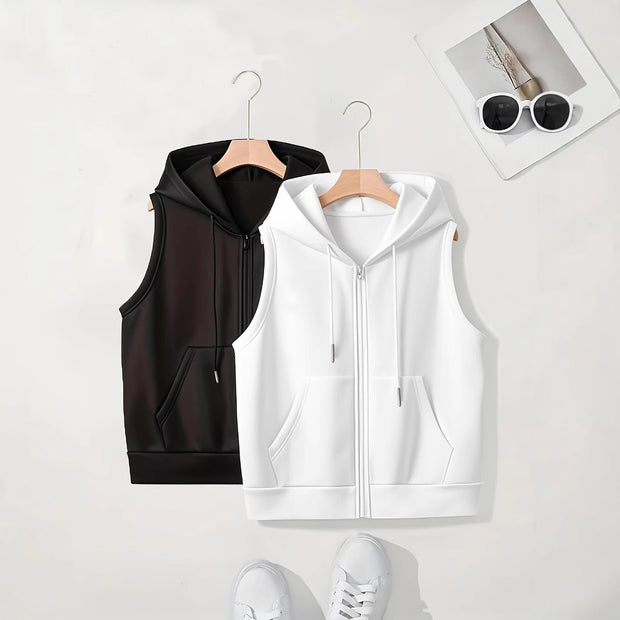 Damen sportliche Kapuzenweste mit durchgehendem Reißverschluss und praktischen Taschen WW