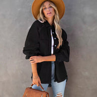 Damen lässige Overshirtjacke aus leichtem Denim mit fransigen Details WW