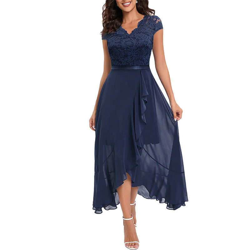 Damen High-Low Spitzen Abendkleid WW
