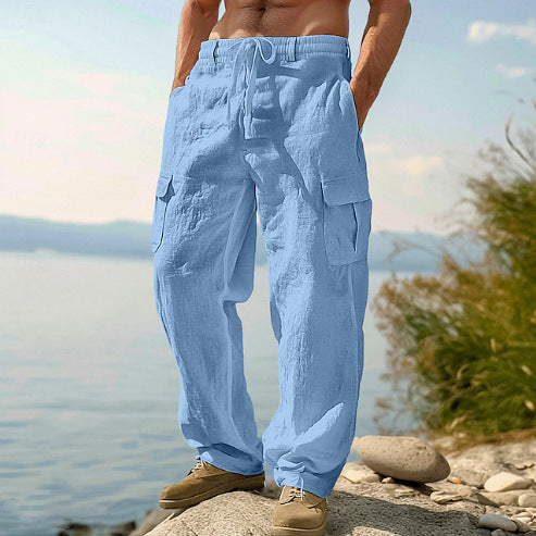 Herren lässige Cargo-Relax-Hose mit verstellbarem Bund und praktischen Seitentaschen WW