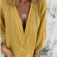 Damen Wickelbluse mit Knopfverschluss und leichtem Stoff WW