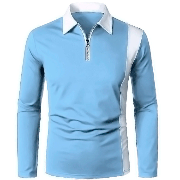 Herren Langarm Poloshirt mit modernem Reißverschluss und kontrastierenden Einsätzen WW