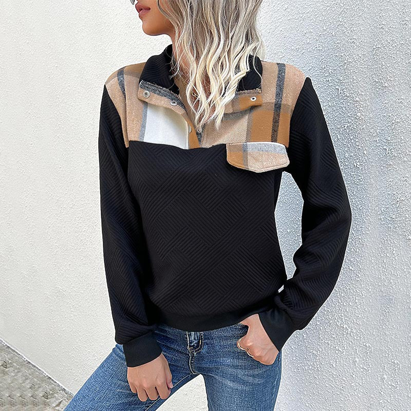Damen Sweatshirt mit modischem Stehkragen und strukturiertem Design WW