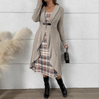 Damen Raffinierter Strickmantel mit Gürtel WW