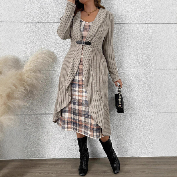 Damen Raffinierter Strickmantel mit Gürtel WW