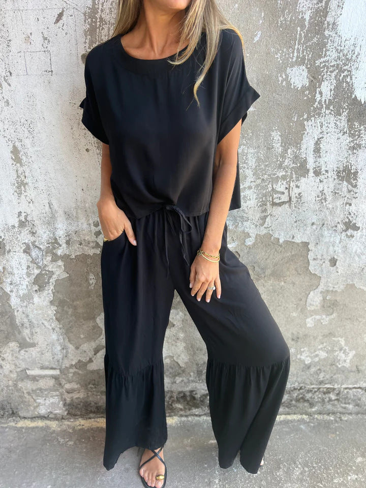 Damen lässiges Jumpsuit mit elegantem Schnitt und weitem Bein WW