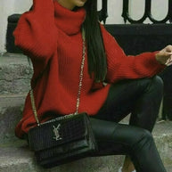 Damen Oversized Pulli mit hohem Kragen und Struktur WW