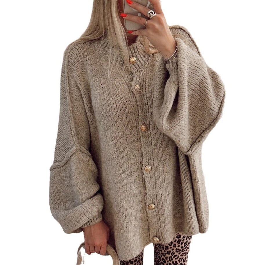 Damen Strickjacke mit oversized Schnitt und eleganten Knopfdetails WW